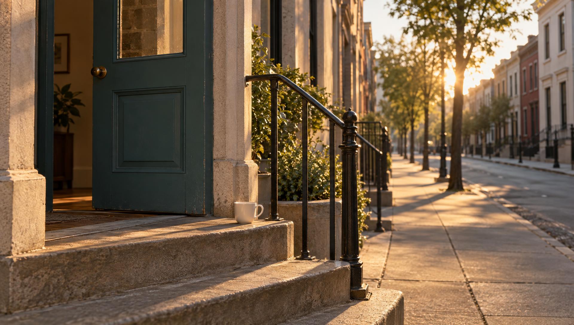 Morning doorway in ochre light