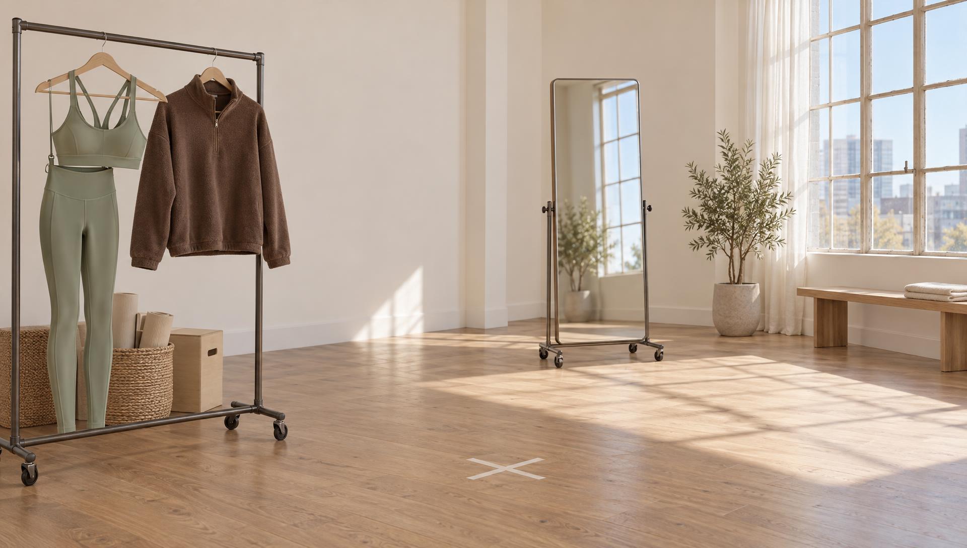 Daylight studio with wardrobe rack